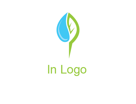 letter P made of water drop and leaf logo