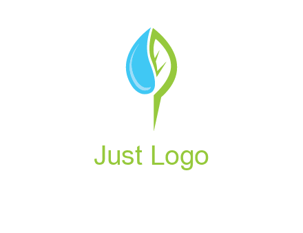letter P made of water drop and leaf logo