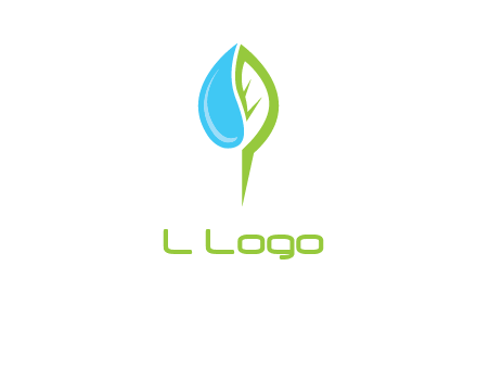 letter P made of water drop and leaf logo