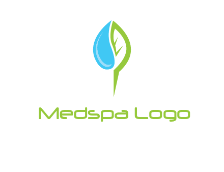 letter P made of water drop and leaf logo
