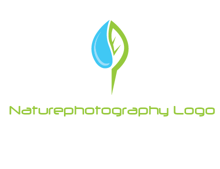letter P made of water drop and leaf logo