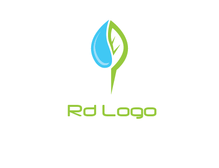letter P made of water drop and leaf logo