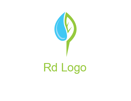 letter P made of water drop and leaf logo