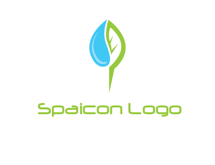 letter P made of water drop and leaf logo
