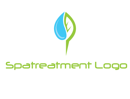 letter P made of water drop and leaf logo