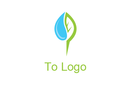 letter P made of water drop and leaf logo