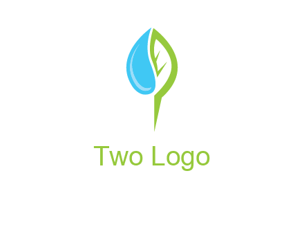 letter P made of water drop and leaf logo