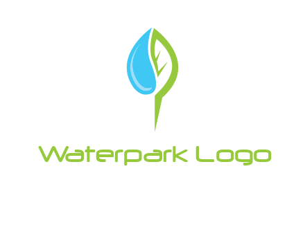 letter P made of water drop and leaf logo