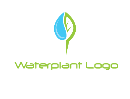letter P made of water drop and leaf logo