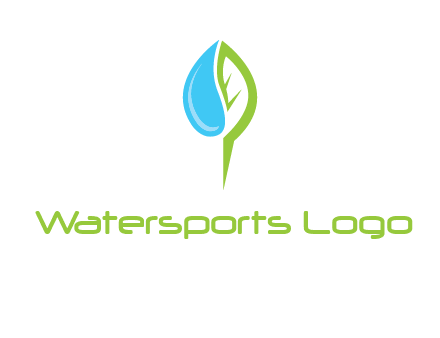letter P made of water drop and leaf logo