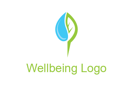 letter P made of water drop and leaf logo