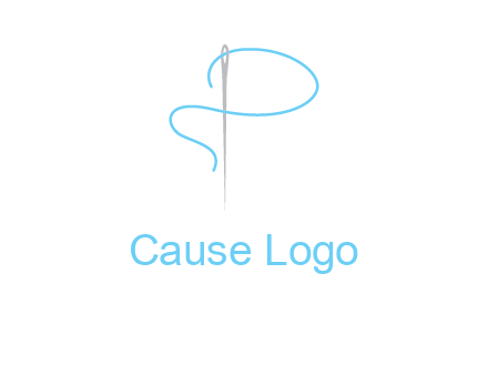 letter P made of needle and thread logo