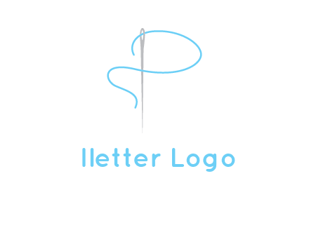 letter P made of needle and thread logo