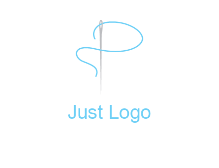 letter P made of needle and thread logo