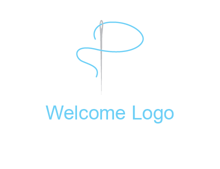 letter P made of needle and thread logo