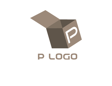 letter P with open box logo