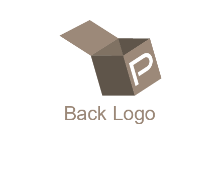 letter P with open box logo