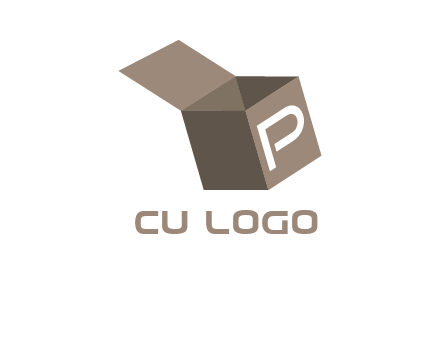 letter P with open box logo