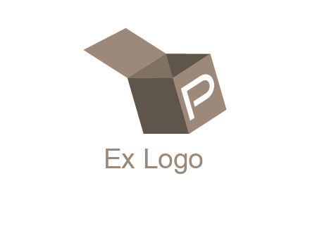 letter P with open box logo