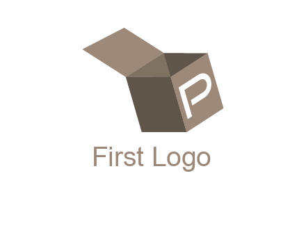 letter P with open box logo