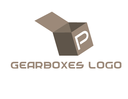letter P with open box logo