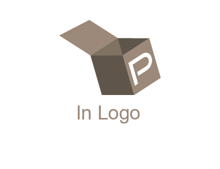 letter P with open box logo