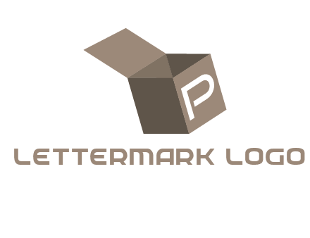 letter P with open box logo