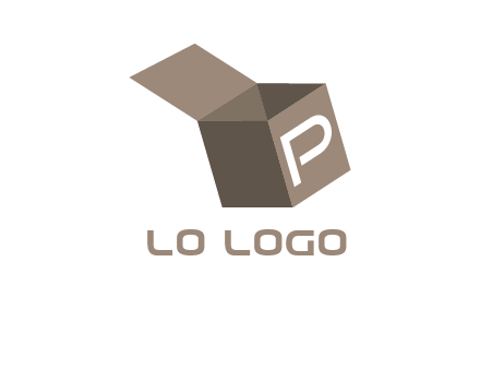 letter P with open box logo