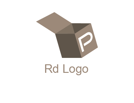 letter P with open box logo