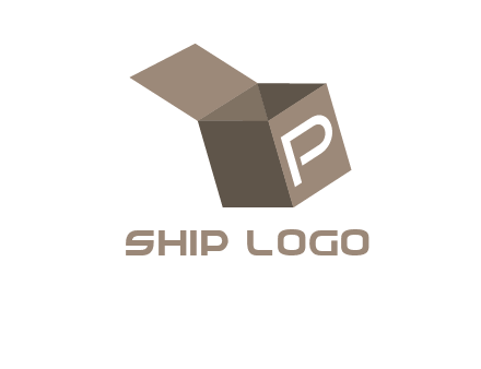 letter P with open box logo
