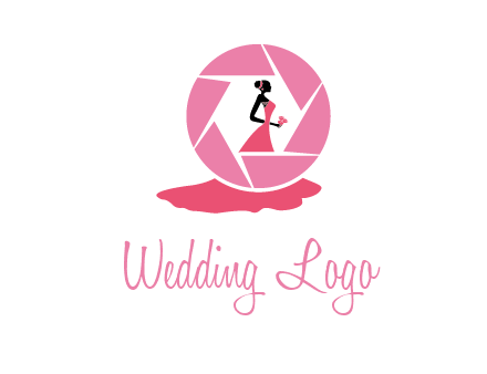 bride in long dress in shutter photography logo