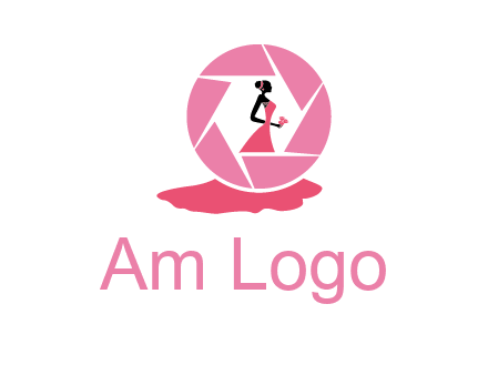 bride in long dress in shutter photography logo