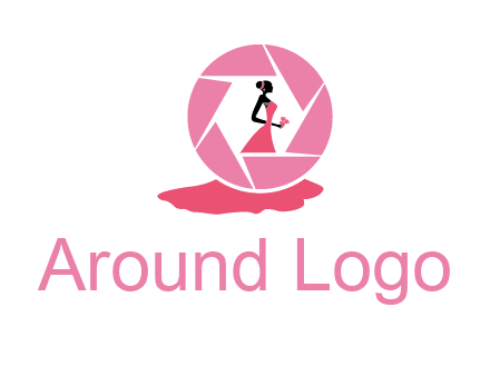 bride in long dress in shutter photography logo