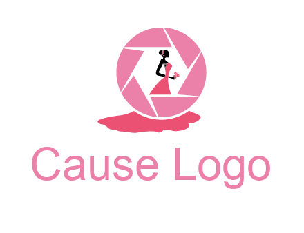 bride in long dress in shutter photography logo