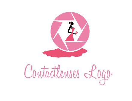 bride in long dress in shutter photography logo