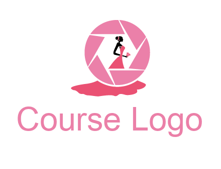 bride in long dress in shutter photography logo