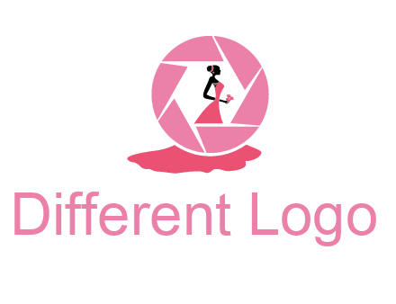 bride in long dress in shutter photography logo