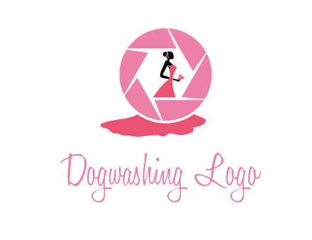 bride in long dress in shutter photography logo