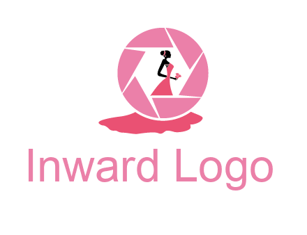 bride in long dress in shutter photography logo