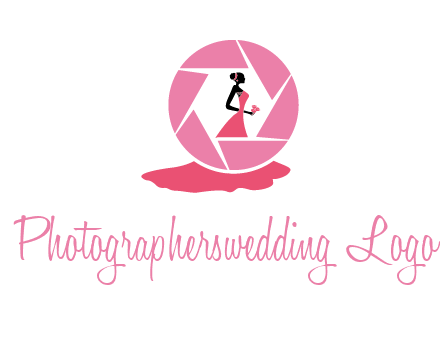 bride in long dress in shutter photography logo