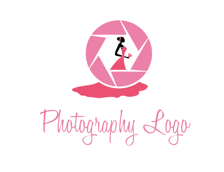 bride in long dress in shutter photography logo