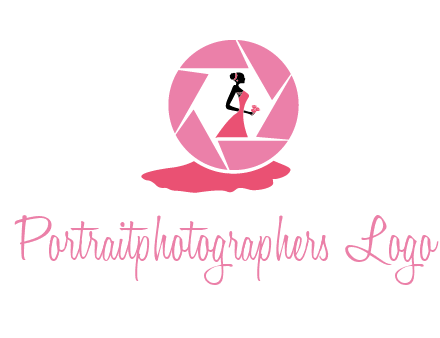 bride in long dress in shutter photography logo