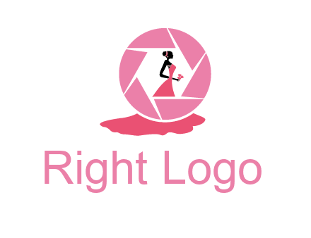 bride in long dress in shutter photography logo