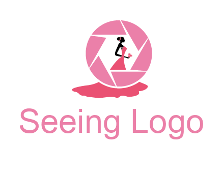 bride in long dress in shutter photography logo