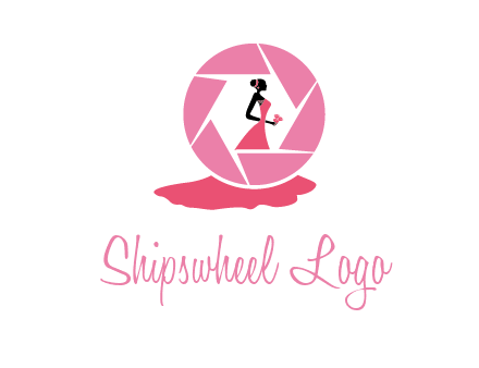 bride in long dress in shutter photography logo