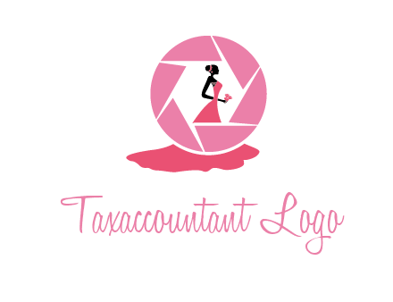 bride in long dress in shutter photography logo