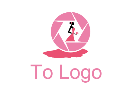 bride in long dress in shutter photography logo