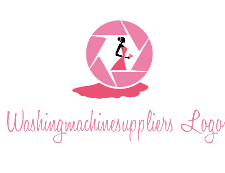 bride in long dress in shutter photography logo