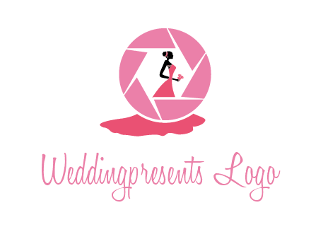 bride in long dress in shutter photography logo