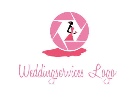 bride in long dress in shutter photography logo